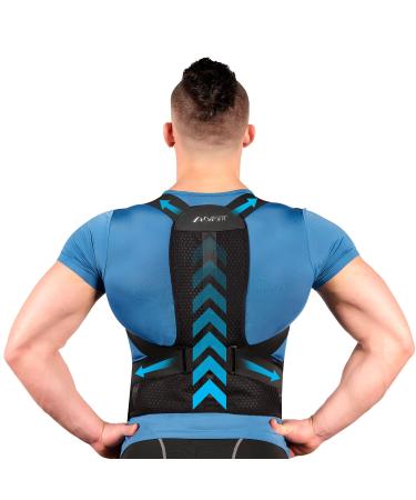 AOFITBRACE Back Brace Posture Corrector for Women and Men Breathable Adjustable Full Back Straightener for Upper Lower Medium Black