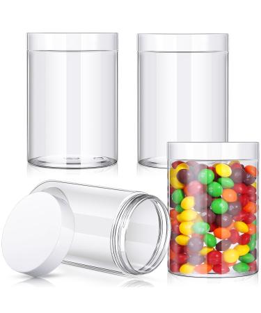 Patelai 4 Pieces Round Clear Wide-mouth Leak Proof Plastic Container Jars with Lids for Travel Storage Makeup Beauty Products Face Creams Oils Salves Ointments DIY Making or Others (White 12 Ounce)