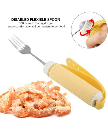 Flexible Disabled Spoon Stainless Steel Removable Adaptive Elder Feeding Utensils Eating Aids Spoon Fork for Parkinson Arthritis MS Hand Tremors Handicapped (Fork) - Buy Online on SooperMarket.com