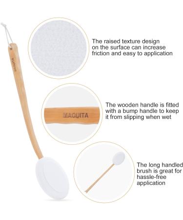 MAQUITA 2 in 1 Back Cream Applicator & Body Brush with Long Handle | Self-Application Back Scrubber with 3 Pads | Portable & Convenient for Travel - Buy Online on SooperMarket.com