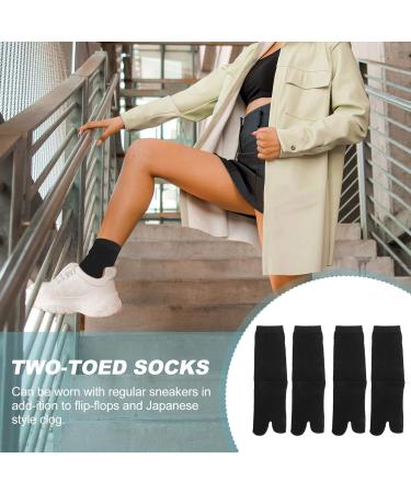 Holibanna Tabi Socks - 2 Pairs Black Cotton Toe Socks for Sandals | Casual Kimono Style | Free Shipping - Buy Online on SooperMarket.com