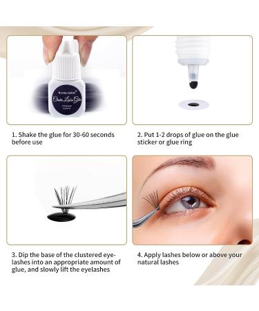 Professional-Grade 5ml Black Cluster Lash Glue - Long-Lasting, Waterproof, Low Irritation Individual Lash Adhesive for DIY Eyelash Extensions - Buy Online on SooperMarket.com