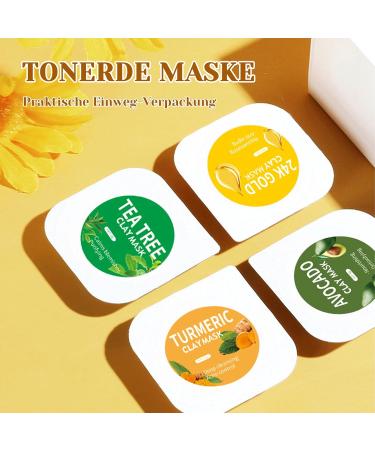Face Masks - Mix Clay Masks - Pink Green Tea Aubergine Avocado Clay Mask - For All Types of Skin Face Masks with Mask Brush (12) - Buy Online on SooperMarket.com