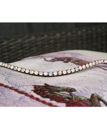 Happiness hinge Horse Horse 'Lavender' with glitter stones in pink & crystal curved (KB leather color dark brown) KB leather color dark brown