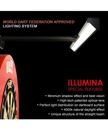 ONE80 ILLUMINA Dartboard Lighting System - Clear Vision Design, Sunlight Effect, Tape Measure & Level - Dartboard & Surround Not Included - Buy Online on SooperMarket.com