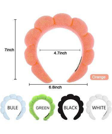 Spa Headband Set | Terry Cloth Headband for Women | Bubble Skincare Headbands | Face Wash Wristbands | Soft Puffy | Pink+Orange - Buy Online on SooperMarket.com