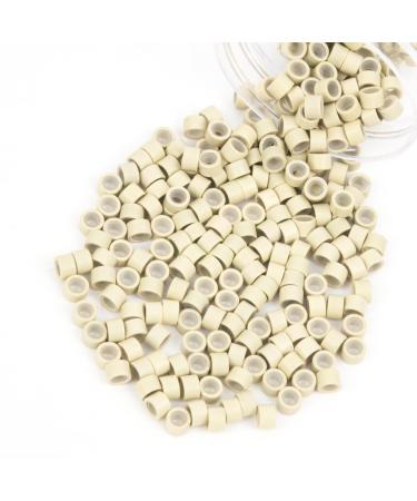 Vlasy 200 Pcs Silicone Micro Rings for I Tip Hair Extensions 4mm Micro Nano Beads Micro Links Hair Beads (Blonde) Micro-4mm-200Pcs Blonde