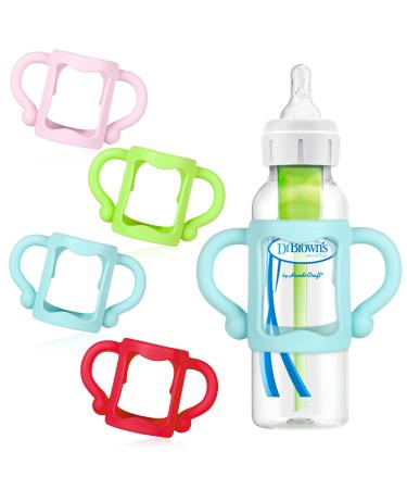 Bottle Handles for Dr Brown Narrow Baby Bottles Baby Bottle Holder with Easy Grip Handles to Hold Their Own Bottle Help Baby Transition from Bottle to Cup BPA-Free Soft Silicone Pack of 4