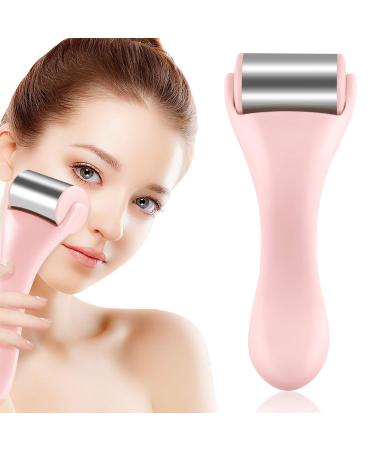 Ice Roller For Face & Eye Puffiness Relief Skin Care Ice Roller Relief Pain Stainless Steel Cold Facial Roller Face Massager (Pink)