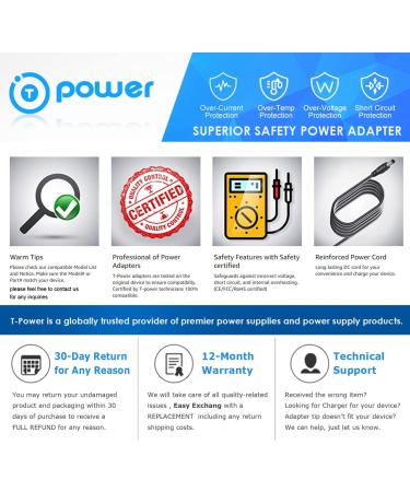 T-Power Charger for Wahl & Conair Trimmers | AC DC Adapter for GMT900 GMT900R GMT265 GMT265CS - International Shipping Available - Buy Online on SooperMarket.com