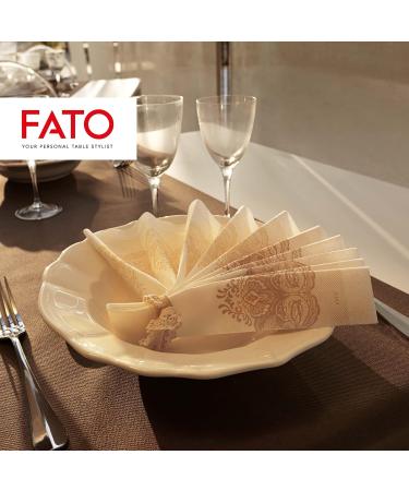 FATO Dry Paper Napkins - Airlaid Textile Effect 50 Pack 40x40 cm 4-Folded Bombay Cappuccino Pattern - Perfect for Dining & Events - Buy Online on SooperMarket.com