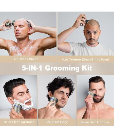 7D Head Shavers for Bald Men - IPX7 Waterproof LED Display Type-C Charging & 5-in-1 Grooming Kit | Shop Internationally - Buy Online on SooperMarket.com