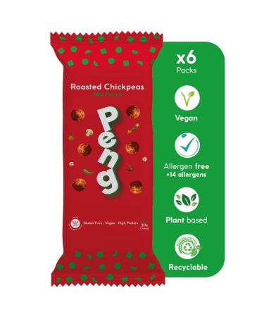 Peng Roasted Chickpeas Snack (6 x 30g) - Healthy High Protein Plant-Based Double Roasted Chickpeas Snack (BBQ) Barbecue