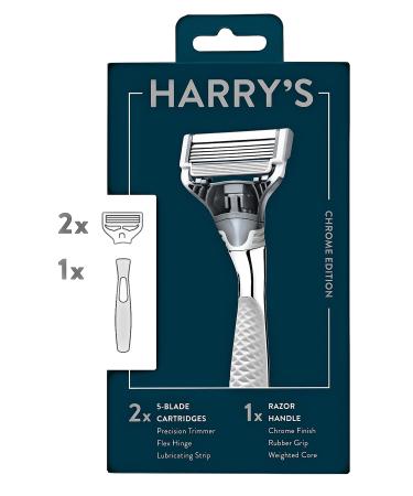 Harry's 5-Blade Men's Razor - 1 Razor Handle + 2 Razor Blade Refills - Chrome Edition Handle