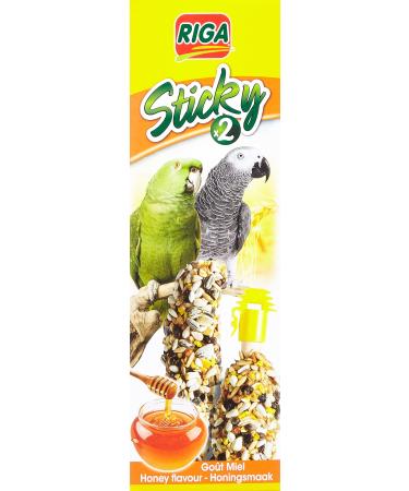 Riga - Sticky with honey for parrots - baked sticks - mixture of grains grain and honey - box with 2 sticky sticks 140 g (1 Pack)