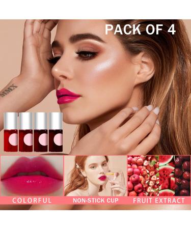 Matte Lip Stain Tint Set - 4 Colors, Multi Stick Hydrating Formula - Long-Lasting Wear - Easy Application - Shimmery Finish - 7ml (4 PCS) - Buy Online on SooperMarket.com