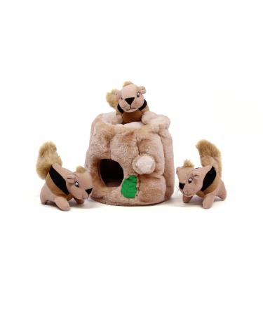 Outward Hound Kyjen 31011 Hide-A-Squirrel Squeaky Dog Toy 4-Piece Size L Brown M
