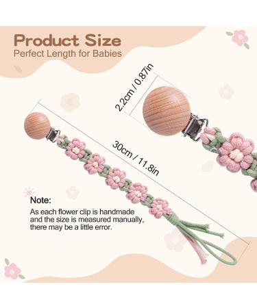Symbolife Floral Daisy Macrame Pacifier Clip | Handmade Braided Cotton Paci Holder Leash | Unisex Baby Shower Gift - Buy Online on SooperMarket.com