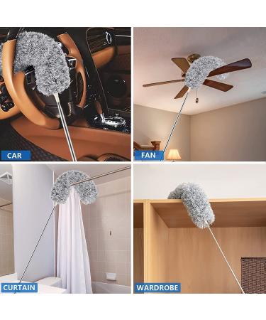 FUUNSOO Microfiber Duster with Extension Pole - 30-100 Inches | Bendable Head, Extendable for Cleaning High Ceilings, Fans, Furniture, Cobwebs | Interior Roof Cleaner - Buy Online on SooperMarket.com