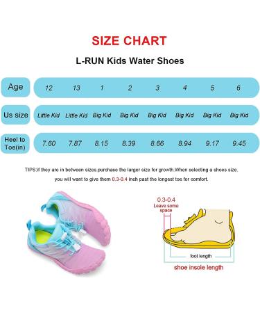 L-RUN Kids Water Shoes - Quick Dry Athletic Sneakers for Boys Girls | 13.5 Little Kid | Indoor Outdoor Hiking Shoes | Purple Pink - Buy Online on SooperMarket.com