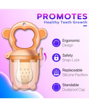 MICHEF Baby Food Feeder Fruit Pacifier (2 Pack) - Silicone Teething Toy with 6 Replaceable Pacifiers for Infant Feeding - Ideal Teether for Babies - Buy Online on SooperMarket.com