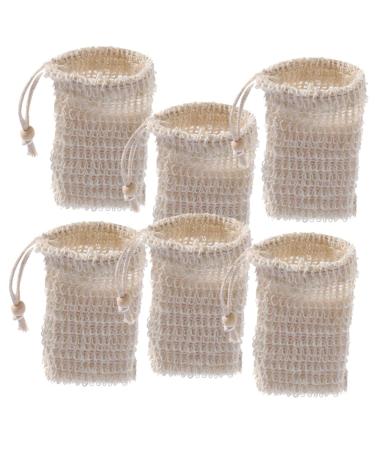 BELLIFFY 6pcs Soap Bag Bar Soap Exfoliating Soap Saver Soap Accessory Bubble Net Soap Net Cotton Linen Beige