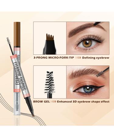 DAGEDA 2-in-1 Eyebrow Pen and Eyebrow Gel Magic Eyebrow Pencil with 4 Fork Tip Waterproof Microblading Eyebrow Pen Brow Gel Long-Lasting Natural Eye Brow Pen For Defining Brows 02 Dark Brown - Buy Online on SooperMarket.com