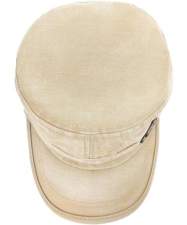 Glamorstar Unisex Cadet Army Cap | Washed Cotton Twill Military Hat - Beige - Buy Online on SooperMarket.com