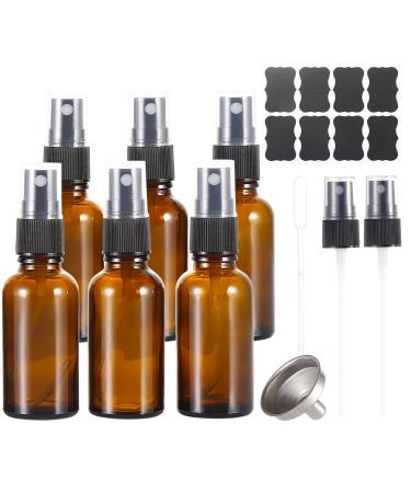 ALIFEIA 30ml Amber Glass Spray Bottles Small Empty Fine Mist Refillable Travel Spray Bottle for Cleaning Perfume Aromatherapy Cosmetic Sprays Hair Essential Oils with Fine Mist Dispenser(6 Pack) Amber 6 Pack 30ml