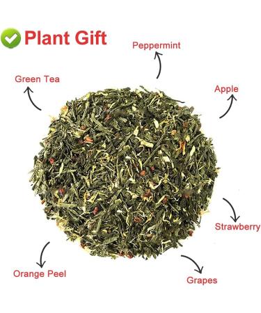 Plant Gift Strawberry Green Tea Oganic Fruit Herbal Tea All Natural Flavors Loose Leaf Apple Strawberry Orange Peel Grapes Peppermint Non GMO Vegan Tea Bags Into Iced Tea & Hot Tea 70G/2.5oz - Buy Online on SooperMarket.com