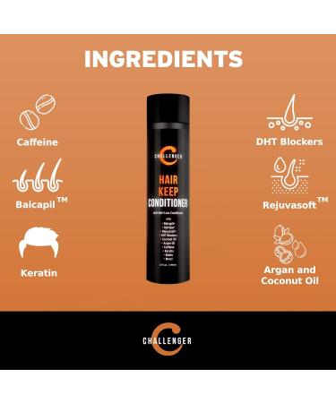 Challenger Men's Hair Keep Conditioner - DHT Blocking & Hair Growth | 10oz with Baicapil Caffeine Biotin & Argan Oil | 2 Month Supply - Buy Online on SooperMarket.com