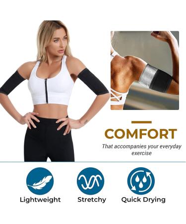 Buy Angelkiss Sauna Arm Shaper - Elastic Compression Sleeves for Slimming Arms | Fitness & Sport | XXL/3XL Black & Silver - Buy Online on SooperMarket.com