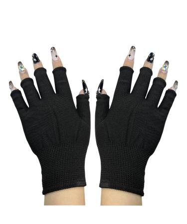 TBeautfave UV Gloves for Gel Nails UV Nail Gloves for Nails Lamp Half Finger Anti UV Gloves UV Protection Gloves for Manicures Nail Art Skin Care Fingerless Gloves for Home Outdoor UV-Light