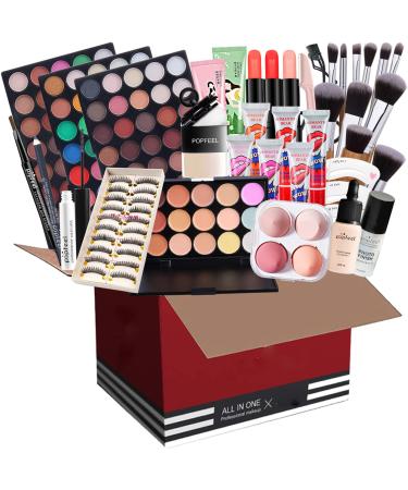 Make-up case girls make-up set make-up set all-in-one gift set cosmetics palette starter kit makeup pallet pallet make-up case with eyeshadow palette lipstick blush for women girls #6* 39 pieces