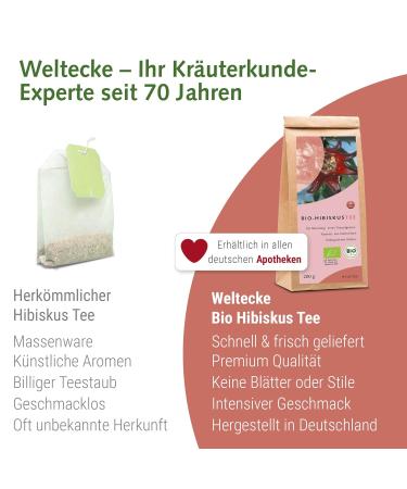 Buy World Corner Bio-Hibiskus Tea 200g - Premium Dried Hibiscus Flowers | Relaxing Fruity-Aromatic Herbal Tea | Imported from Germany | International Shipping Available - Buy Online on SooperMarket.com