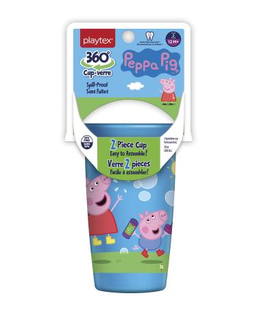 Playtex Sipsters Stage 2 360 Degree Peppa Pig Spill-Proof Leak-Proof Break-Proof Spoutless Cup for Girls 10 Ounce - 2 count