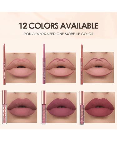 SUMEITANG 12Pcs Lip Liner and Lipstick Makeup Set: 6 Matte Nude Liquid Lipstick and Matching Lipliner Pencil Bundle - Waterproof, Long Lasting Lipgloss for Girls & Women - Lips Makeup Gift Set - Buy Online on SooperMarket.com