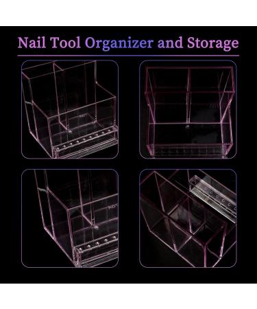 ANGNYA Nail Drill Holder & Bit Storage Box - 10 Holes Transparent Organizer for Nail Tech Supplies - Pink Plastic Manicure Tool Display - Buy Online on SooperMarket.com