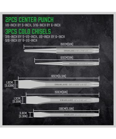 SWANLAKE 16pcs Punch and Chisel Set: Taper, Cold Chisels, Pin, Center Punch - Buy Online on SooperMarket.com