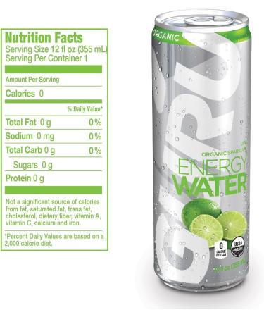 GURU Energy Sparkling Water Mix Pack | 0 Calories | Sugar Free | Certified Organic | 100mg Caffeine | Naturally Sweetened | 355ml (Pack of 24) (24 Pack Lime & Pomegranate) - Buy Online on SooperMarket.com