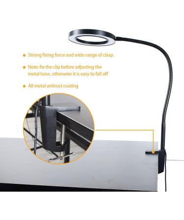 LED Magnifying Glass Desk Lamp 3 Modes and 10 Levels of Dimming 5X Magnifying Light Gooseneck Light with Clamp for Reading Handicrafts Precision Equipment Maintenance Workbench Closed Work - Buy Online on SooperMarket.com