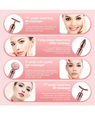 4-IN-1 24k Golden Face Roller Massager for Face, Eye, Arm, Nose - Rose Gold Skin Care Tool - Buy Online on SooperMarket.com
