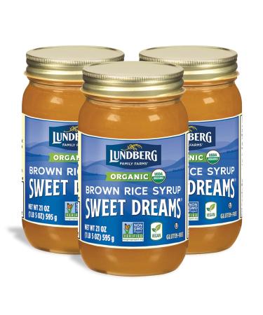 Lundberg Family Farms - Organic Sweet Dreams Brown Rice Syrup, Substitute Sweetener, Replaces Sugar, Honey, Corn Syrup, Non-GMO, Gluten-Free, USDA Certified Organic, Vegan, Kosher (21 oz, 3-Pack)