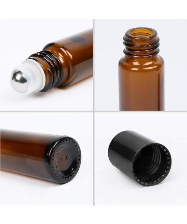 LotFancy 6pc 10ml Amber Glass Roller Bottles with Stainless Steel Roller Balls & Droppers - Buy Online on SooperMarket.com
