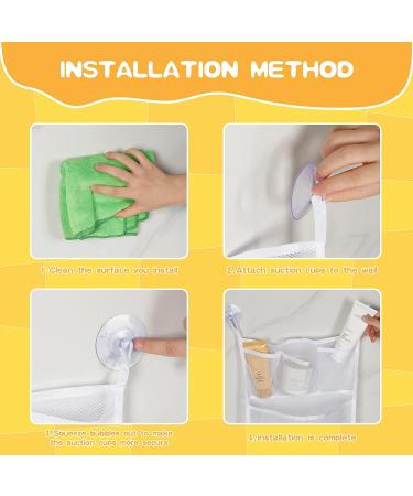 2 Set Bath Toy Organizer for Kids - Quick Dry Storage Net for Mesh Toys, Shower Organizer Bag with Hooks and Suction Cups - Buy Online on SooperMarket.com