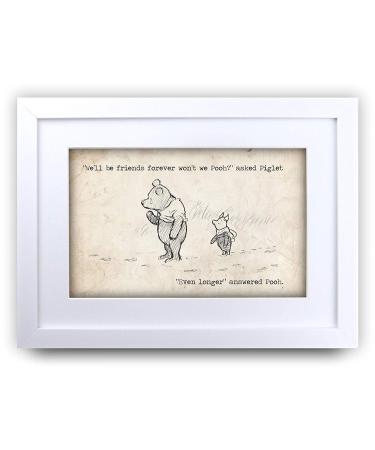 HWC Trading FR Winnie the Pooh Friends Forever A3 Framed Printed Quote Nursery Print Baby Shower Room Gifts New Born Bedroom Gift Print Photo Picture Frame Display
