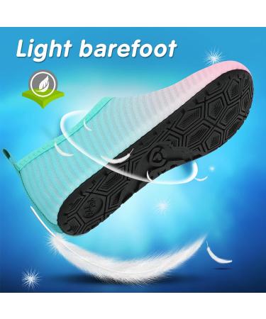 VIFUUR Kids Water Shoes - Quick Dry Aqua Socks for Beach Swim - Gradient Pink - Size 3-4 Big Kid - Buy Online on SooperMarket.com