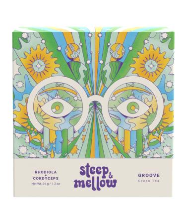 steep & mellow Tea with Adaptogenic Mushrooms | Functional mushroom tea | 14 count | 100% Compostable Packaging (Green Tea)