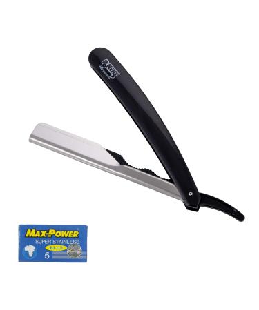 Ponik's classic razor set men transport bag razor set for men with 5 swap blades high-quality stainless steel barber knife for a precise beard-shave black