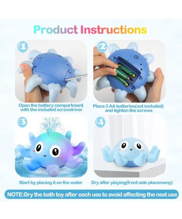 Bathly Octopus Baby Bath Toy - Light Up, Induction Spray Water, Gift for Kids - Blue - Buy Online on SooperMarket.com
